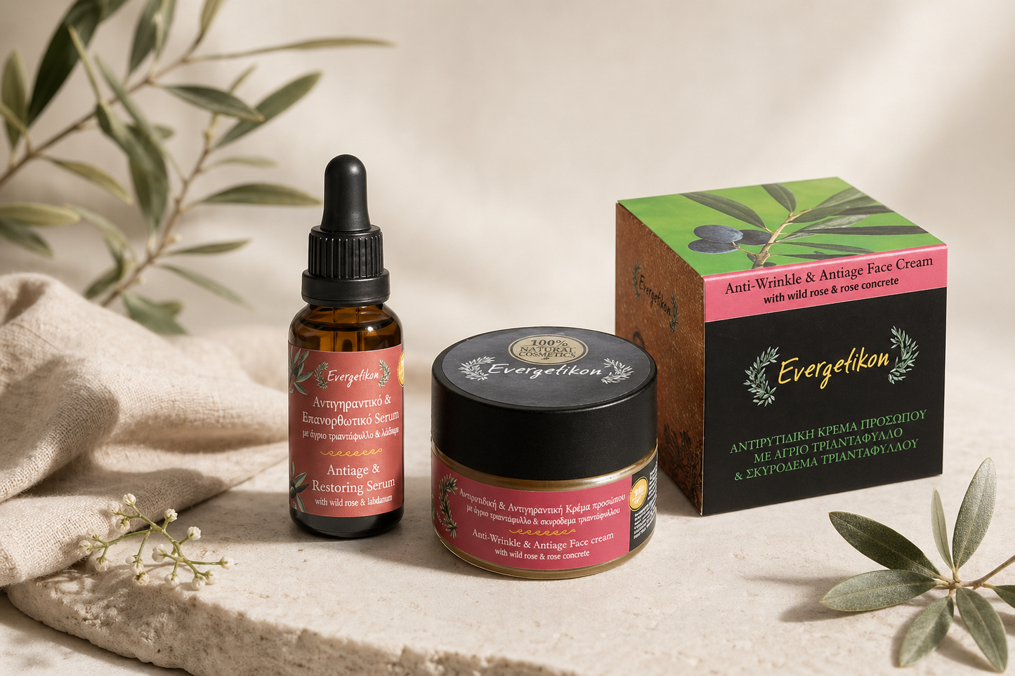 Anti age crème + restoring gezichtsserum