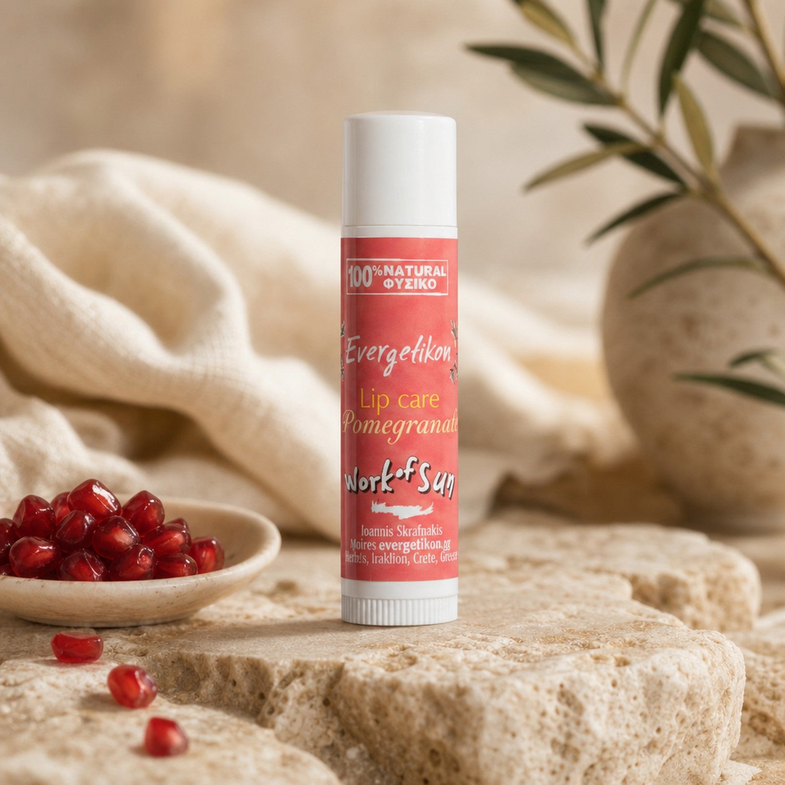 Lippenbalsem met bijenwas en granaatappel - 100% natuurlijk - Evergetikon
